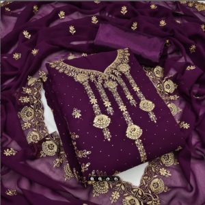 Hanzala Mart Indian Unstitched Jorjet/Georgette Embroidery Work Shalwar Kameez