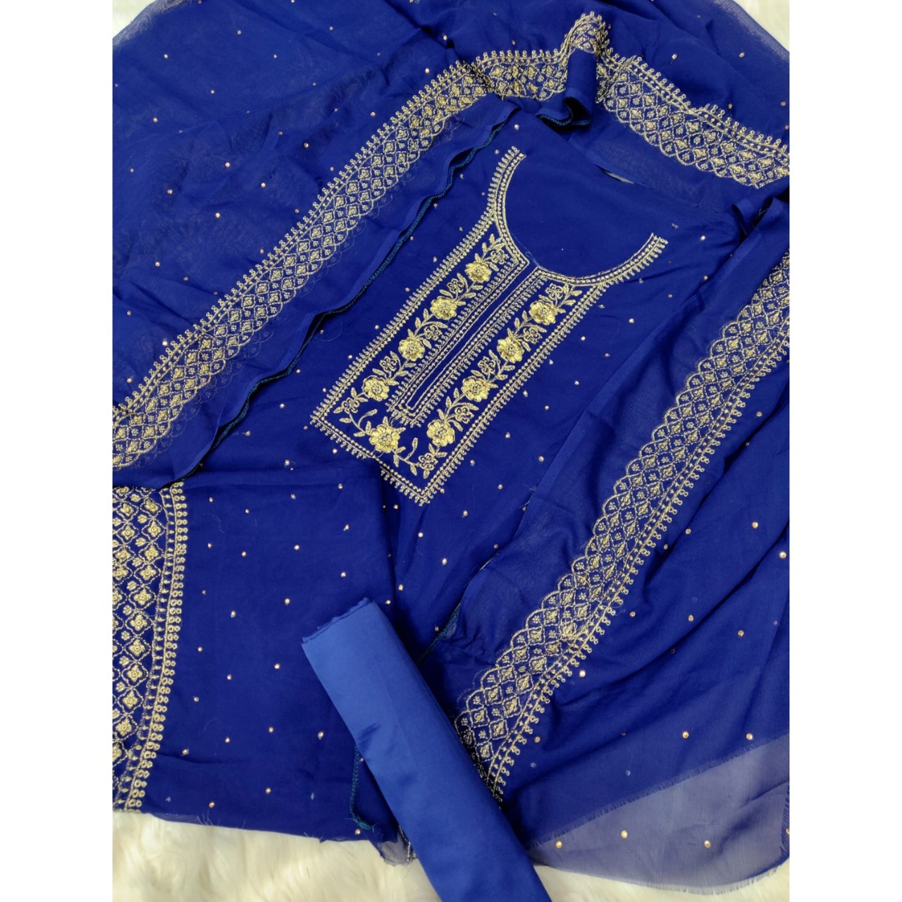 Hanzala Mart Indian Unstitched Jorjet/Georgette Embroidery Work Shalwar Kameez - Image 5